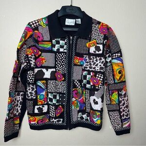 Lori's Original Zip Front Soft Coat Art to Wear Bohemian Patchwork Quilt Large